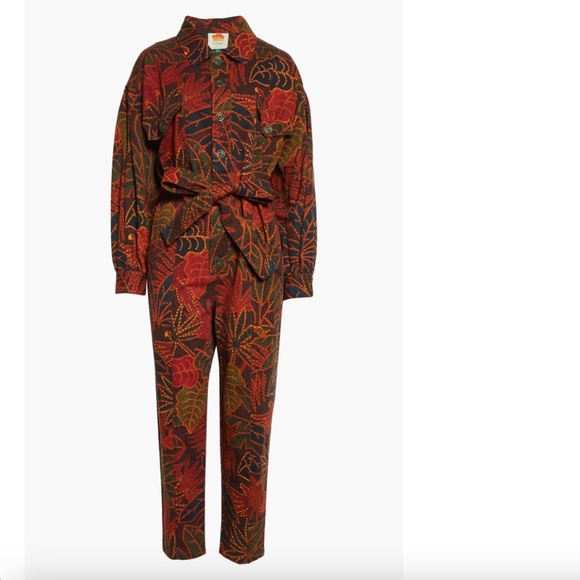 NWT $240 FARM Rio Rainforest Long Sleeve Cotton Jumpsuit in size XS! - Picture 2 of 7